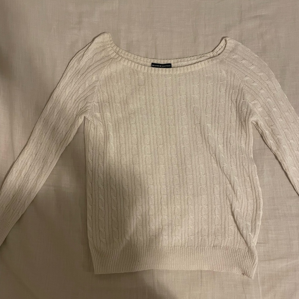 Brandy Melville Cream Cable Knit Sweater